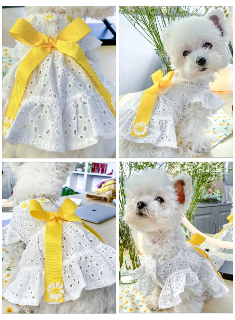 A.M Cute Dog And Cat Princess Dress, Summer Pet Clothes for Small Dogs, Elegant Bowknot Bowknot Puppy Sundress Holiday Breathable Lightweight Female Outfits - Image 4