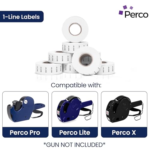 Perco Best by 1 Line Labels - 8 Rolls, 1 Sleeve, 8,000 Blank Date Gun Labels for Perco 1 Line Date Guns - Made in USA - Image 2