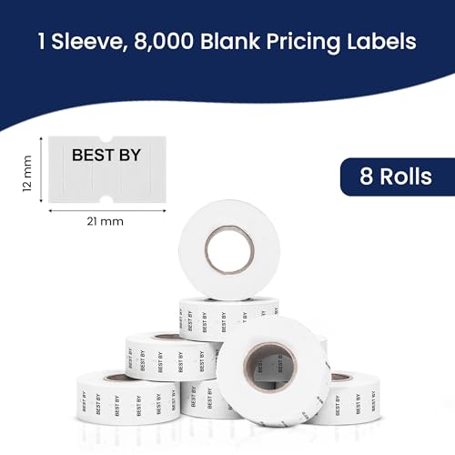 Perco Best by 1 Line Labels - 8 Rolls, 1 Sleeve, 8,000 Blank Date Gun Labels for Perco 1 Line Date Guns - Made in USA - Image 3