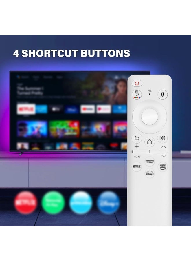 ELTRAZONE BN59-01432A Solar Voice Remote Control – Replacement for Samsung Smart TVs (2021–2022 Neo QLED/LED) – Eco-Friendly Solar Charging + USB-C, Built-In Voice Assistant, Universal Compatibility, Bluetooth & IR, Slim Ergonomic Design, No Batteries Required, White  - Image 3