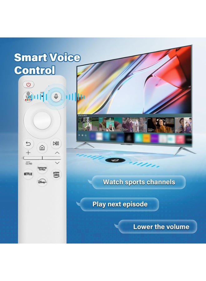 ELTRAZONE BN59-01432A Solar Voice Remote Control – Replacement for Samsung Smart TVs (2021–2022 Neo QLED/LED) – Eco-Friendly Solar Charging + USB-C, Built-In Voice Assistant, Universal Compatibility, Bluetooth & IR, Slim Ergonomic Design, No Batteries Required, White  - Image 2