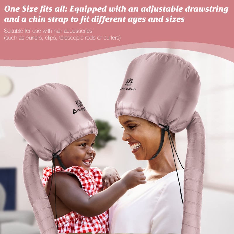 Amzpic Bonnet Hood Hair Dryer Attachment - Soft, Adjustable Extra Large Bonnet Hair Dryer for Speeds Up Drying Time at Home, Easy to Use for Styling, Curling and Deep Conditioning (Pink) - Image 5