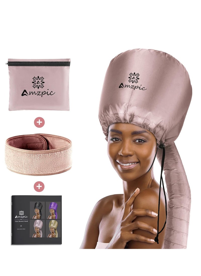 Amzpic Bonnet Hood Hair Dryer Attachment - Soft, Adjustable Extra Large Bonnet Hair Dryer for Speeds Up Drying Time at Home, Easy to Use for Styling, Curling and Deep Conditioning (Pink)  - Image 1