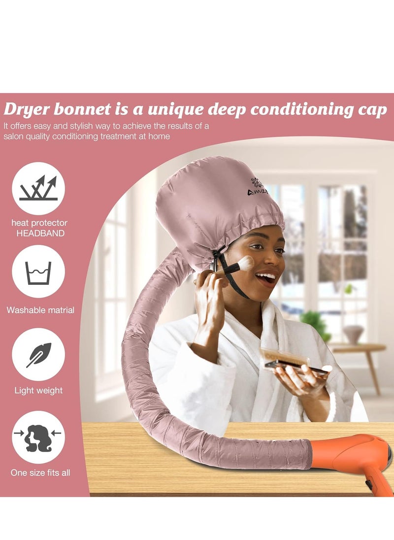 Amzpic Bonnet Hood Hair Dryer Attachment - Soft, Adjustable Extra Large Bonnet Hair Dryer for Speeds Up Drying Time at Home, Easy to Use for Styling, Curling and Deep Conditioning (Pink)  - Image 2