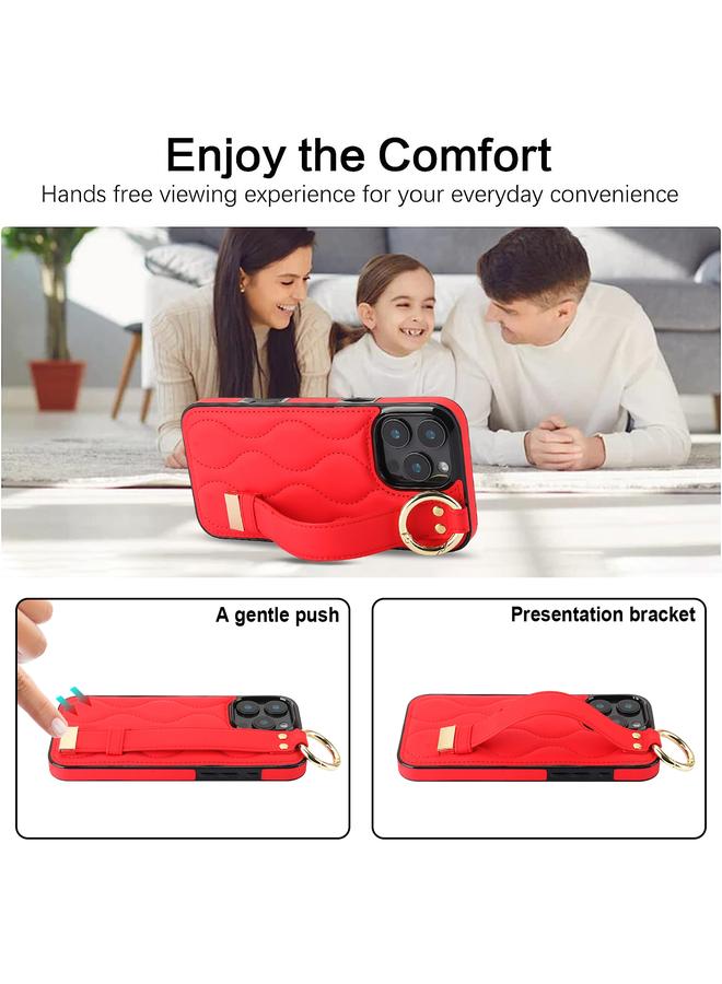 اس-توب جراب لهاتف iPhone 16 Pro Max غير قابل للانزلاق مع حلقة تغطية كاملة من مادة البولي يوريثان مع سوار معصم - Image 4