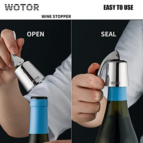 WOTOR Stainless Steel Wine Bottle Stoppers with Silicone - Reusable Wine Saver and Decorative Bottle Sealer, Leakproof, Keep Fresh, Silver, 2 Pack - Image 5