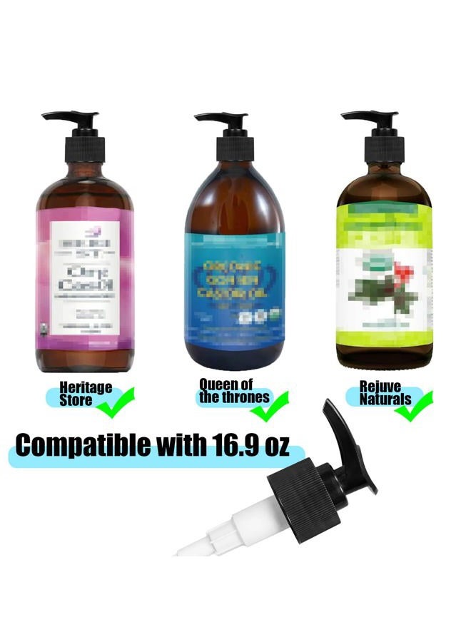 gocola Replacement Dispenser Pump Compatible with Heritage Store Castor Oil & Queen of The Thrones and Rejuve Naturals Castor Oil 16 oz, 2 Pack, Black - Image 3