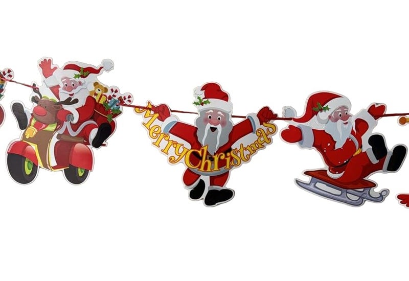 RSAAUD RSAAUD Merry Christmas Santa Banner Christmas Party Banner for Christmas Holiday Party Decorations Xmas Mantel Fireplace Office Indoor Outdoor Home Decor Red - Image 1