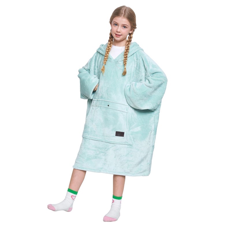 Catalonia Catalonia Oversized Blanket Hoodie Sweatshirt for Kids  Wearable Fleece Pullover with Large Front Pocket  Teen Boys Girls Gift Aqua  - Image 1