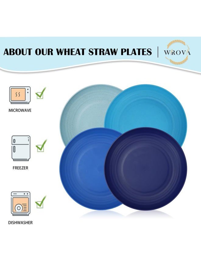 Wrova Wheat Straw Salad Plates - 9 Inch Unbreakable Dinner Plates Set of 8 - Dishwasher & Microwave Safe Plastic Plates Reusable - Lightweight Plates for kitchen,camping (Ocean) - Image 5