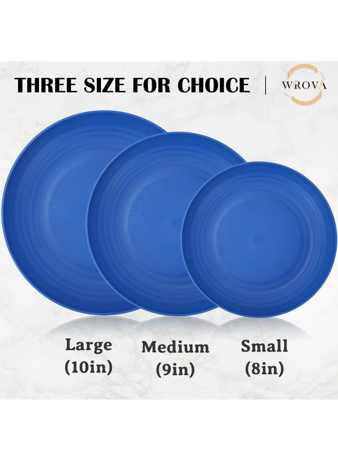 Wrova Wheat Straw Salad Plates - 9 Inch Unbreakable Dinner Plates Set of 8 - Dishwasher & Microwave Safe Plastic Plates Reusable - Lightweight Plates for kitchen,camping (Ocean) - Image 3