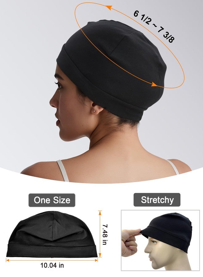 ROYBENS 97% Cotton Skull Caps Beanies for Men Women, Breathable Helmet Liner Sleep Hat Sweat Wicking Cap, Black & White - Image 3