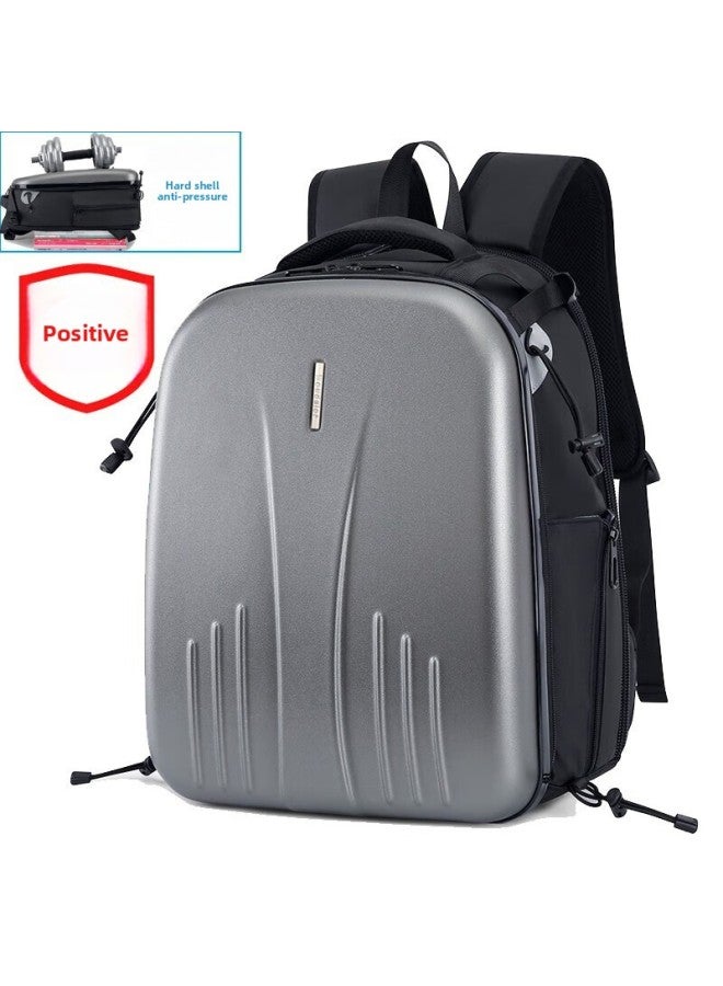 Camera Bag Double Shoulder Camera Bag Men's And Women's Anti-pressure Shockproof Waterproof SLR Backpack 5D6D7D Hard Shell Professional-Color:Frosted Black - Image 2
