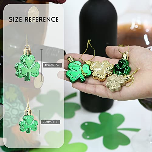 Sea Team 36-Pack Shamrock Ornaments, St Patrick’s Day Decorations, Hanging Clover Leaf Baubles Charms for Irish Lucky Saint Patrick’s Day, Home Décor, Table Tree, Party, 1.18 & 1.57 Inches, Mix - Image 3