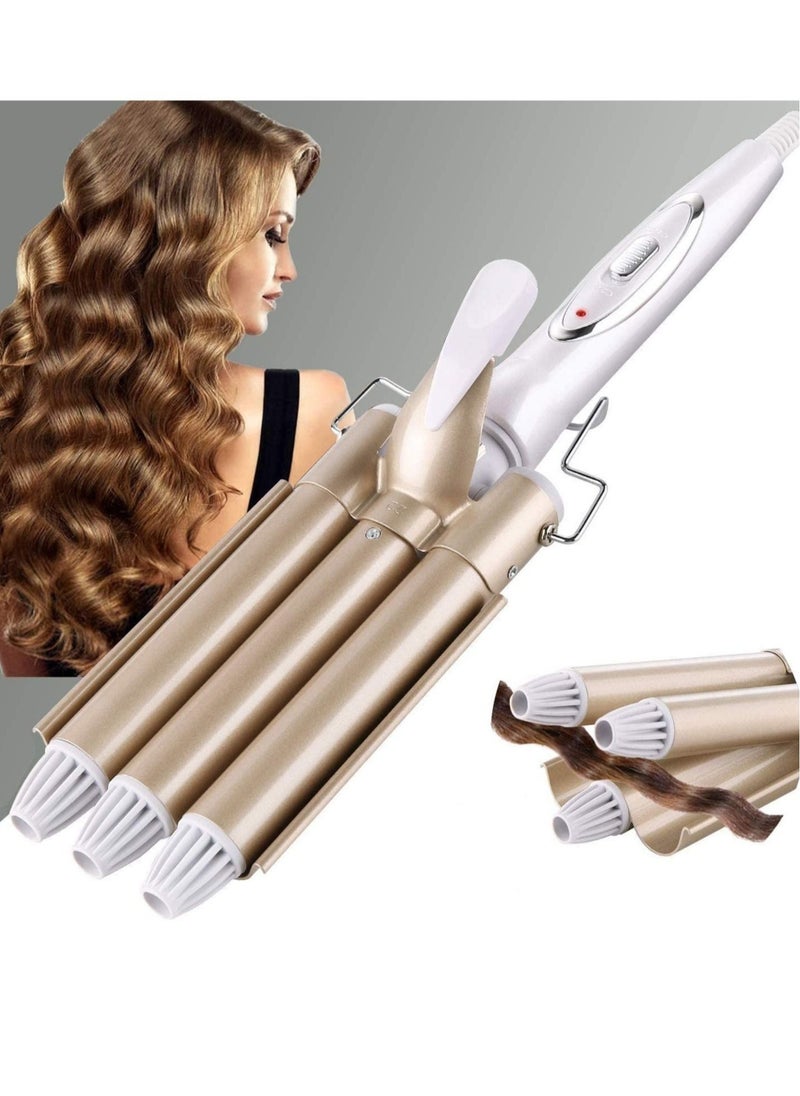 ELTRAZONE 3 Barrel Curling Iron Wand Hair Waver Curler Iron, 1 Inch (25mm) Ceramic Tourmaline Triple Barrels, Crimper Hair Iron Hair Waving Styling Tool for Deep Waves  - Image 1