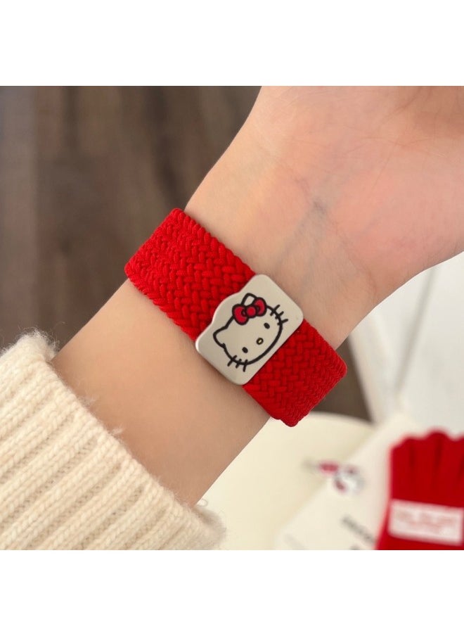 Generic - Cute Stretch Nylon Woven Strap For Apple Watch Iwatch10 Generation 987654Ultra/SE-Color:Red-Specifications:46 (10th Generation) - Image 1