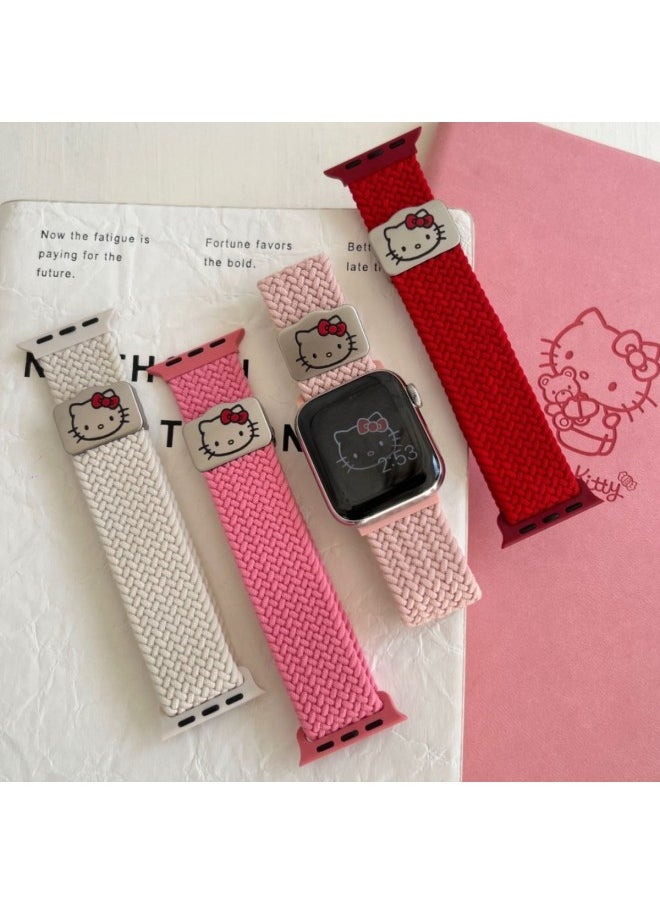 Generic - Cute Stretch Nylon Woven Strap For Apple Watch Iwatch10 Generation 987654Ultra/SE-Color:Red-Specifications:46 (10th Generation) - Image 1