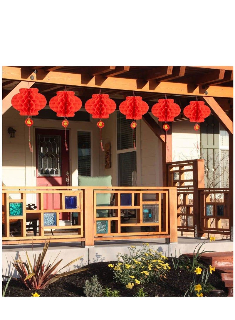 SYOSI 20Pieces Chinese New Year Red Lanterns Decorations 2024 Spring Festival Party Decor 12inch Foldable Paper Hanging for Home Outdoor Tree Restaurant Supermarket - Image 3