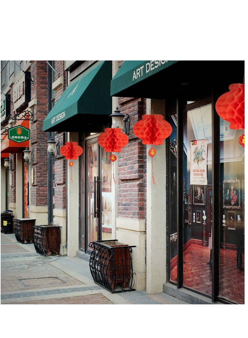 SYOSI 20Pieces Chinese New Year Red Lanterns Decorations 2024 Spring Festival Party Decor 12inch Foldable Paper Hanging for Home Outdoor Tree Restaurant Supermarket - Image 2