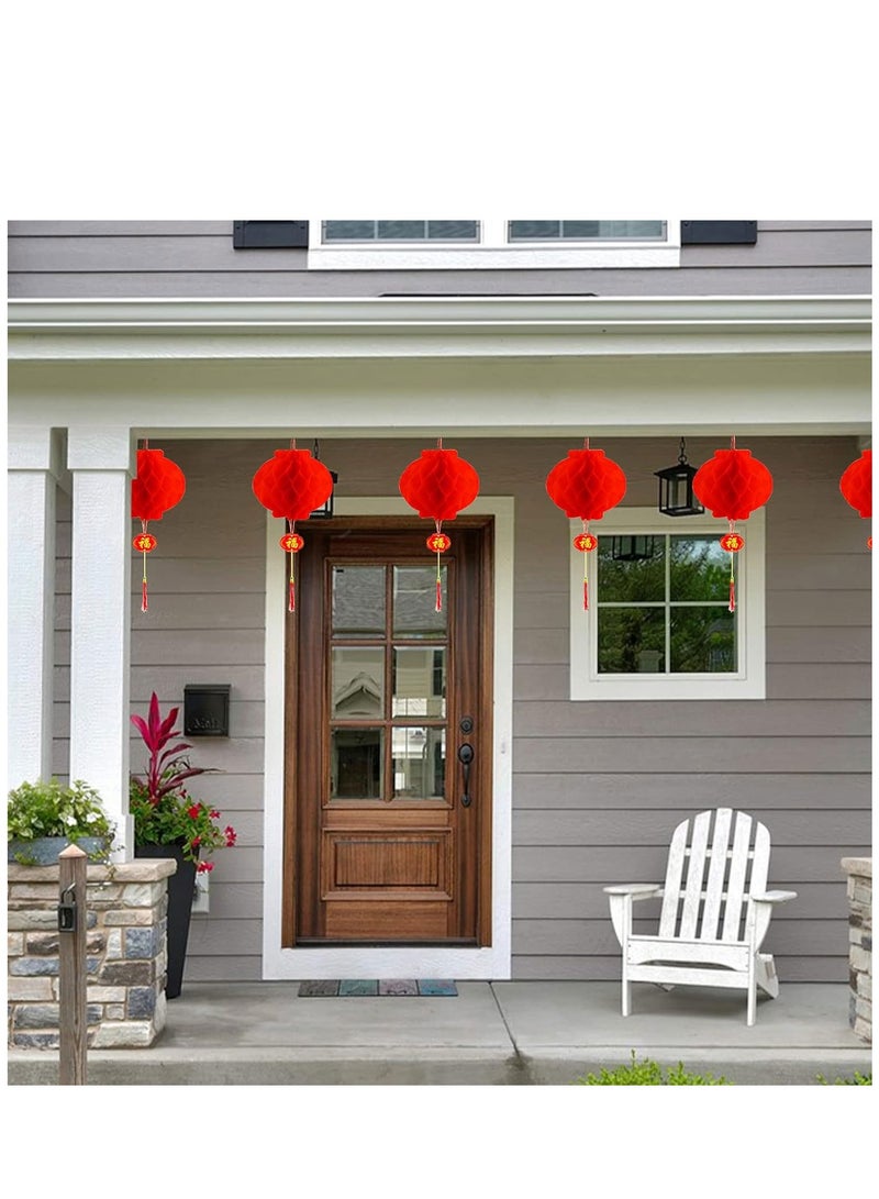 SYOSI 20Pieces Chinese New Year Red Lanterns Decorations 2024 Spring Festival Party Decor 12inch Foldable Paper Hanging for Home Outdoor Tree Restaurant Supermarket - Image 4