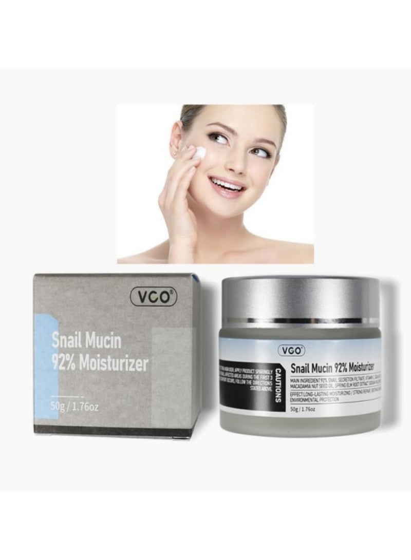 VGO Snail Mucin 92% Moisturizer 50g/1.76oz - Daily Face Hydrating Repair Gel Cream, Suitable for Dry & Sensitive Skin, All Skin Types - Image 1