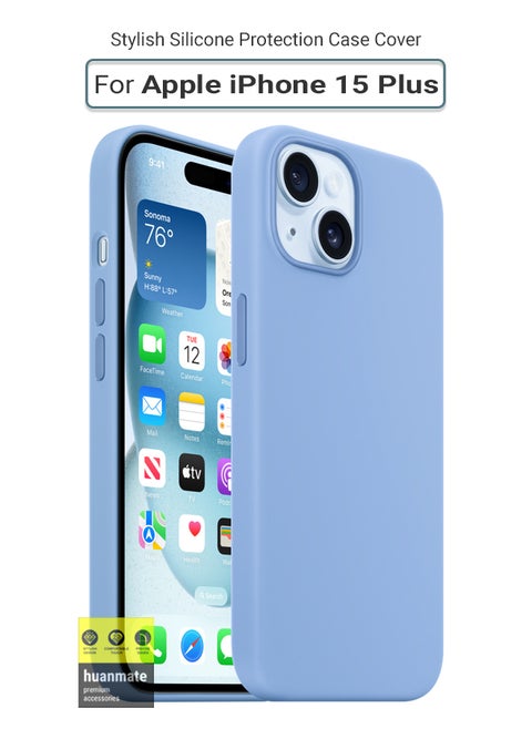 Stylish Silicone Case Cover For Apple iPhone 15 Plus Light Blue