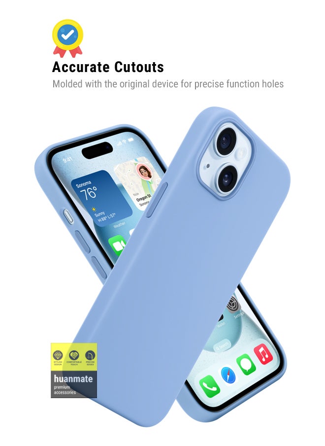 Stylish Silicone Case Cover For Apple iPhone 15 Plus Light Blue