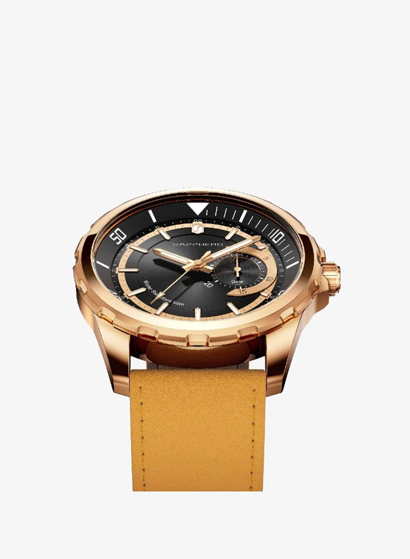 Sapphero SAPPHERO Mens Watch Analog Quartz Watches with Date Subdial Leather Strap 50M Waterproof Business Work Sport Casual Dress Wristwatch Elegant Gift for Men