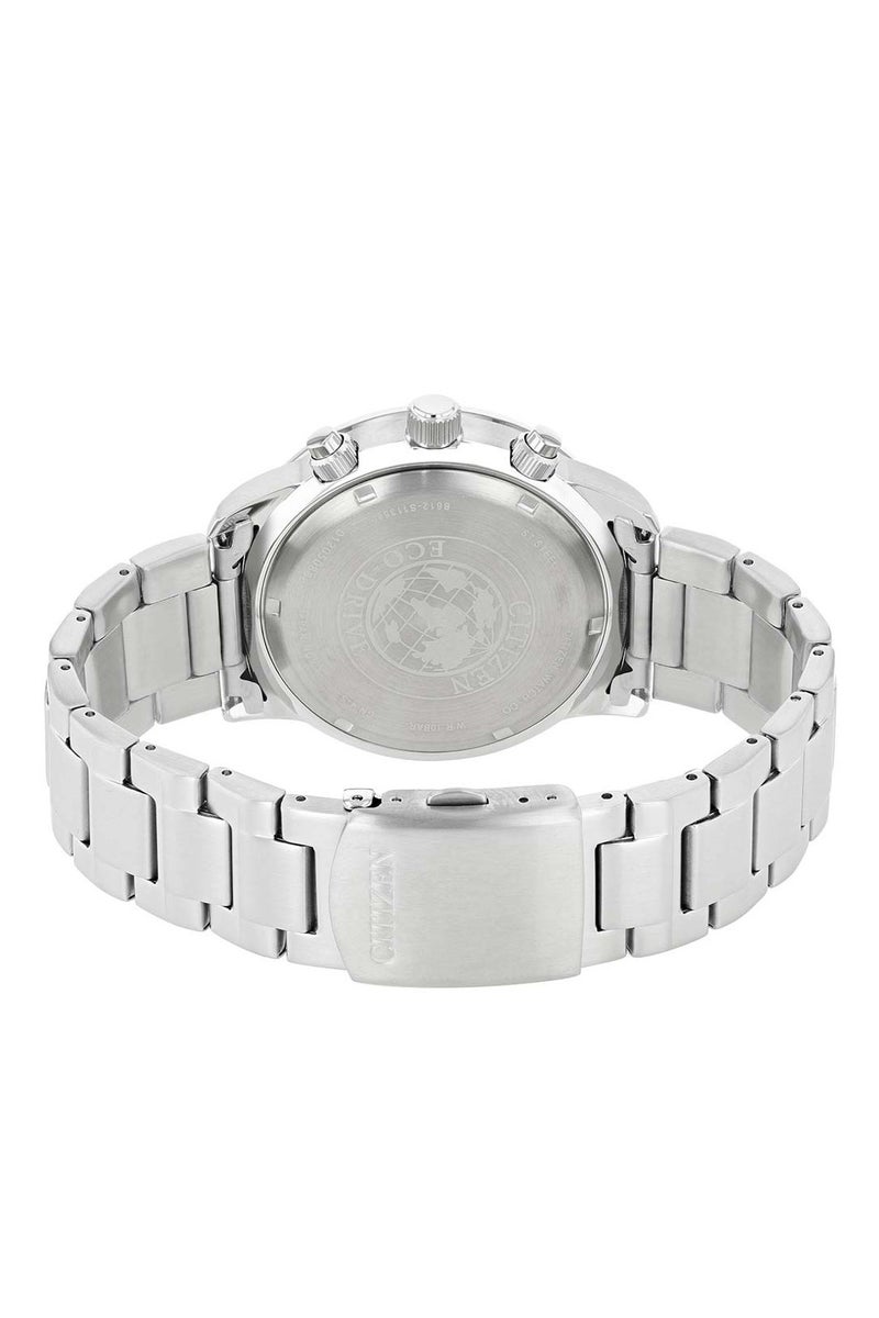 CITIZEN ساعة يد للرجال بتقنية إيكو درايف مع كرونوغراف دقيق ومينا زرقاء وبوصلة - Image 3