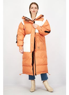 Women Earth Protector Sleeping Bag Puffer Jacket, Orange and White - pzsku/Z28D0F41965F602CD777CZ/45/_/1737642002/edb59c71-c1a1-4fef-9945-45dc378826cb