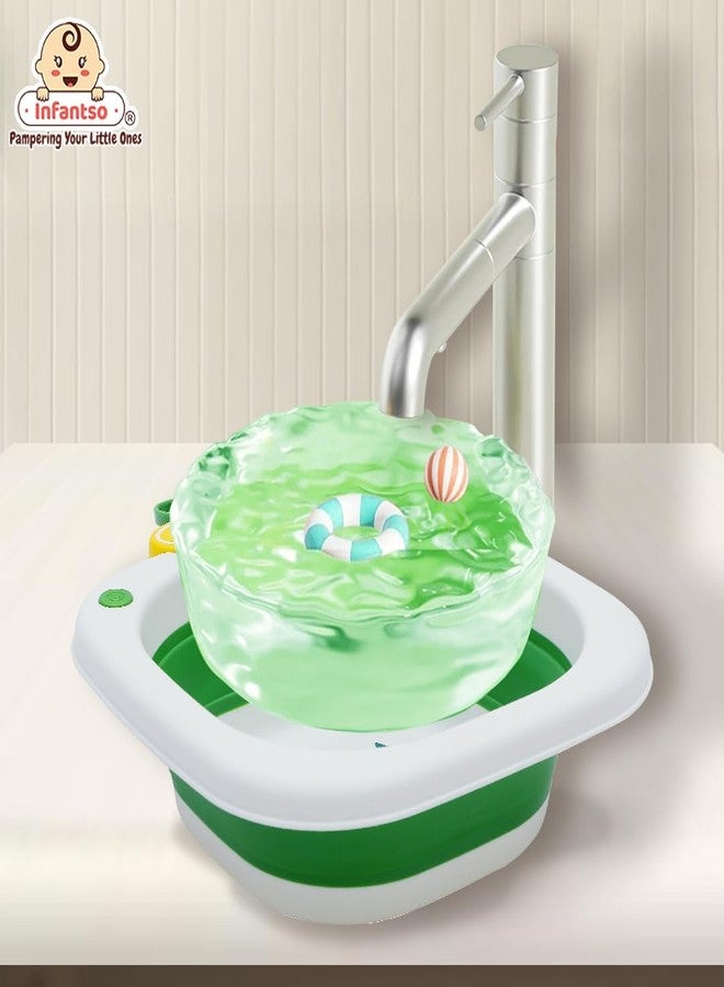 Infantso Multi Purpose Portable Washbasin, Space Saving, Foldable & Expandable Wash Tub for Travelling, Easy Wash Childern's Clothes, Baby Head Wash Tub, Perfect for Baby Bottles - Image 4