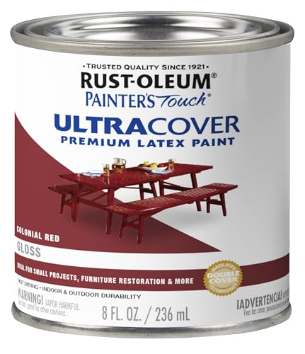 RUST-OLEUM طلاء رست-أوليوم 1964730 بالفرشاة لمسة الرسام لاتكس، 8 أونصة سائلة (عبوة من 1)، أحمر كولونيالي لامع - Image 1