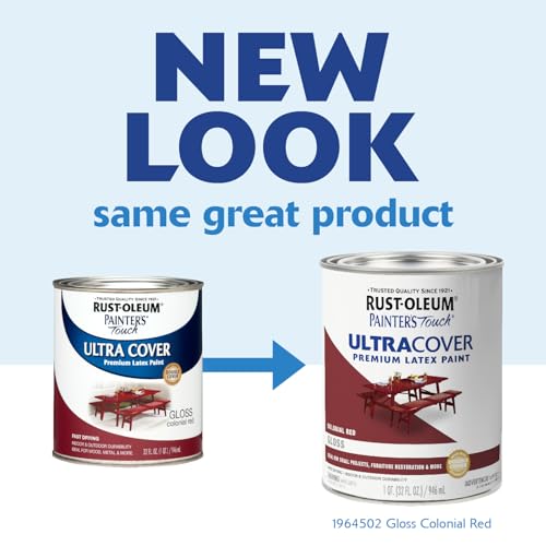 RUST-OLEUM طلاء رست-أوليوم 1964730 بالفرشاة لمسة الرسام لاتكس، 8 أونصة سائلة (عبوة من 1)، أحمر كولونيالي لامع - Image 2
