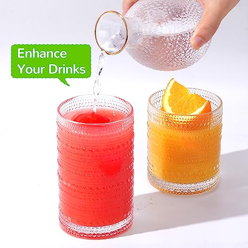 Lvtrupc Vintage Hobnail Drinking Glasses Set of 12-14 oz Old Fashioned Water Glass Cups & 11 oz Cocktail Glasses, Aesthetic Kitchen Bar Tumbler Glassware Gifts Sets for Smoothie, Juice, Coffee, Wine - Image 5