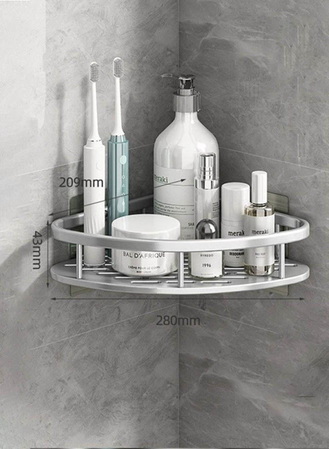 XiuWoo Shower Caddy Corner, 1-Pack Removable Storage Organizer, No Drilling Adhesive Corner Shelfs, Wall Mounted Basket Shelf for Bathroom (Silver) - Image 2