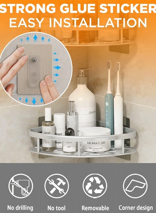 XiuWoo Shower Caddy Corner, 1-Pack Removable Storage Organizer, No Drilling Adhesive Corner Shelfs, Wall Mounted Basket Shelf for Bathroom (Silver) - Image 1