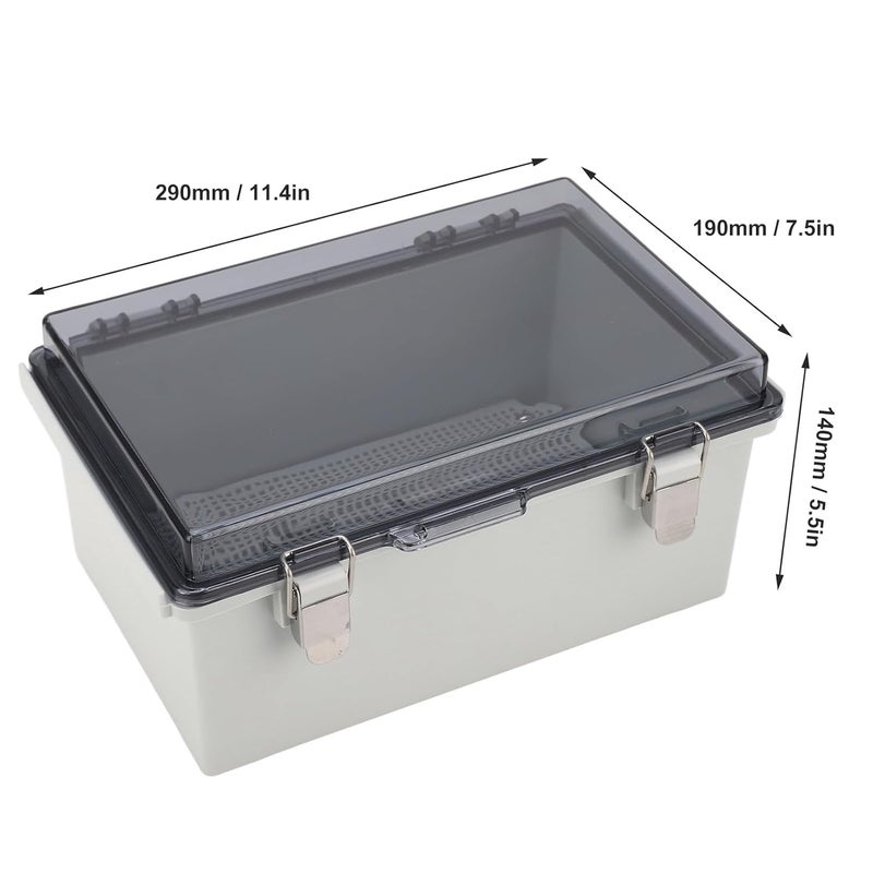 صندوق تقاطع كهربائي مقاوم للماء IP67 مقاس 290x190x140مم بغطاء ABS شفاف للمشاريع الخارجية - Image 4