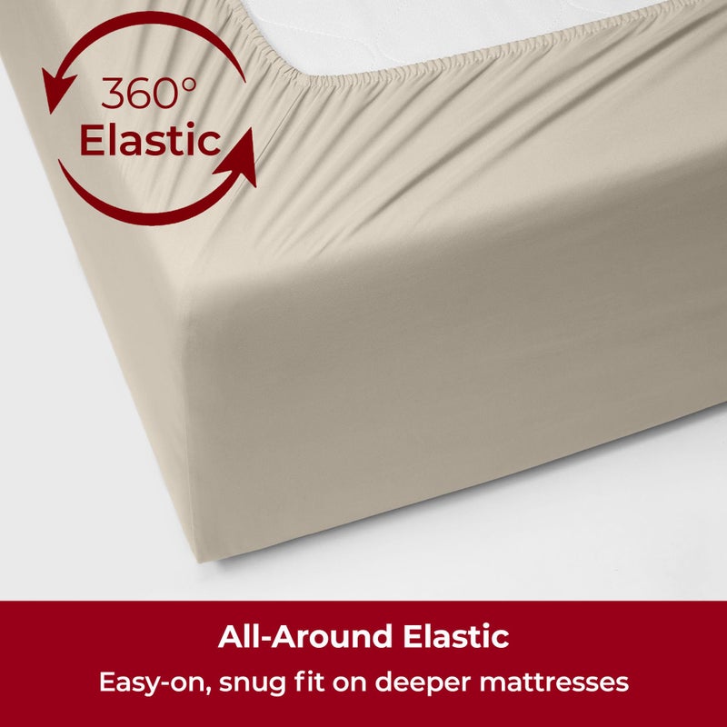 Mellanni Extra Deep King Sheets - 4 PC Iconic Collection Bedding - Hotel Luxury, Ultra Soft, Cooling Bed Sheets - Wrinkle, Fade, Stain Resistant (King, Golden Ivory) - Image 5