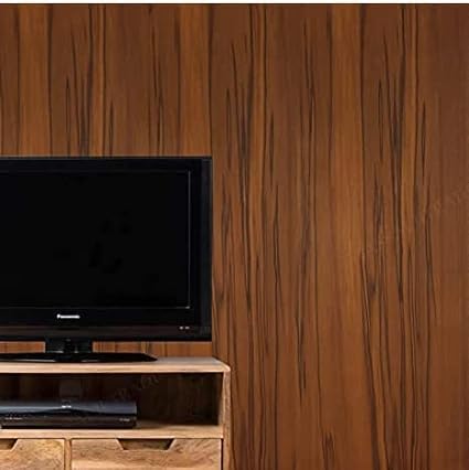 HOMSUN Wall Stickers Kitchen Wood Wallpaper Shelf Liner, Furniture, Almirah, Wood Grain Wallpaper Waterproof Old Furniture Vinyl Stickers Wooden Door Wardrobe (12" X 78" Inch, Brown Wood) - Image 4