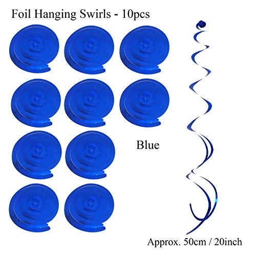 ZERODECO Birthday Decoration Set - Happy Birthday Banner with Fans, Pom Poms, Swirls and Balloons - Blue, Sky Blue and White - Image 5
