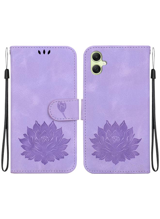 The Bros Case For Samsung Galaxy A05 Lotus Embossed Leather Phone Case 