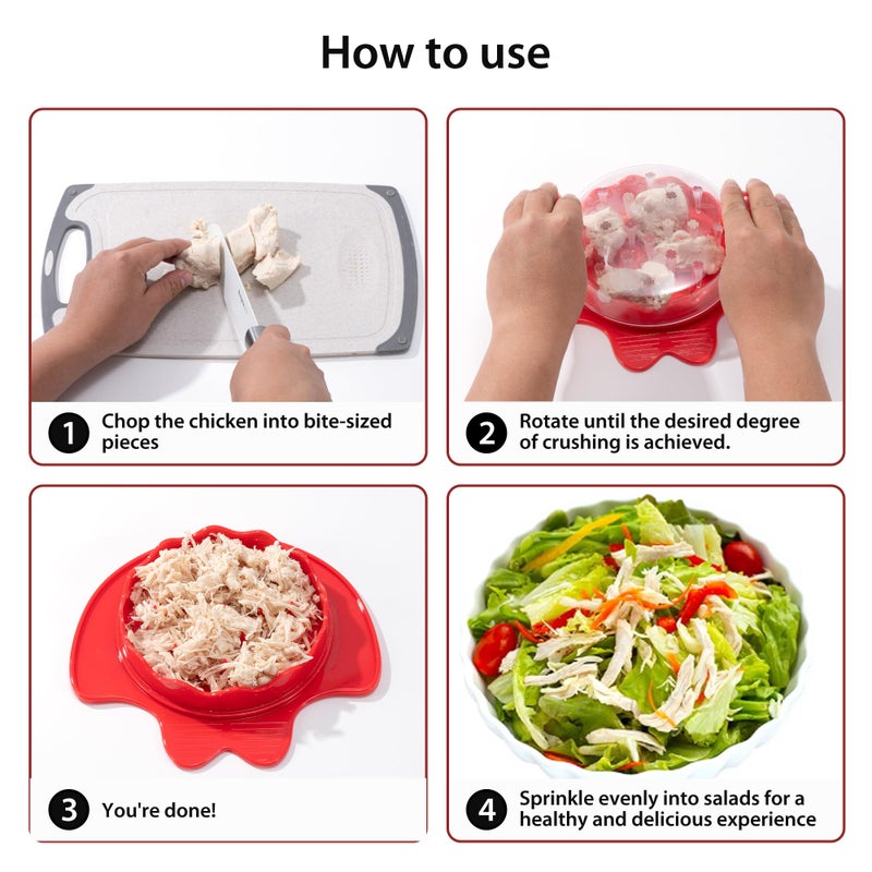 Li & Zhao Li&Zhao Chicken Shredder Tool Twist - Meat Shredder Tool Twist 7.9" Large Chicken Breast Shredder for Pork, Beef, Chicken Kitchen (Red) - Image 4