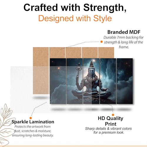 The Castle Decor Lord Shiva painting with frame Big Size 27x48 Wall art for living room,Bedroom,Drawing room,Hotels-Wooden Framed-656 - Image 4