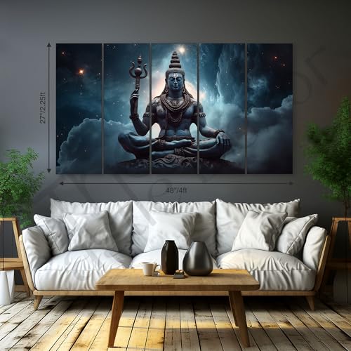 The Castle Decor Lord Shiva painting with frame Big Size 27x48 Wall art for living room,Bedroom,Drawing room,Hotels-Wooden Framed-656 - Image 3