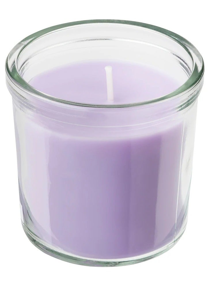 EVER SHINE Scented candle in glass, Sweet pea/purple 20 hr - Image 1