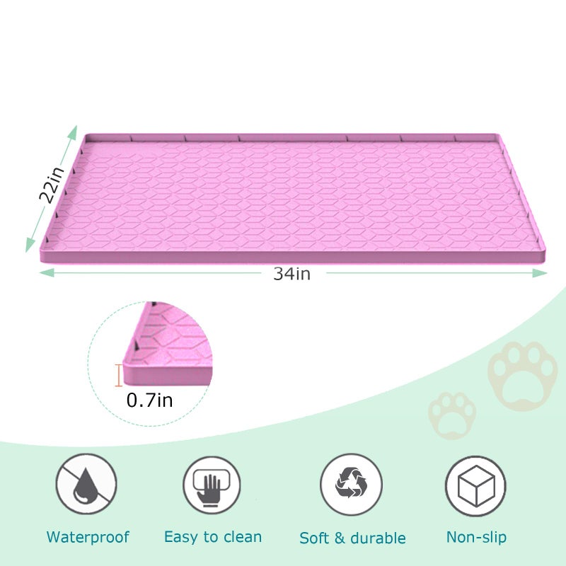 Jacooxi Cat Litter Mat, Silicone Large Cat Mat for Litter Box - 34x22 in, Waterproof & Non-Slip, Durable & Easy Clean, Pink - Image 4