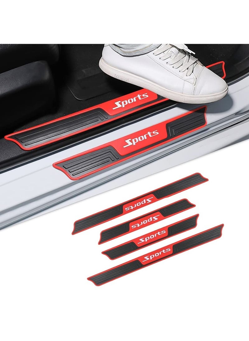 Captaintech Car Door Sill Plate Protectors, Auto Door Entry Guards Sill Scuff Cover Panel Step Protector, PVC Rubber Anti-Scratch Front Rear Door Pedal, Car Accessories for Most Vehicles (Red/Sport) - Image 1