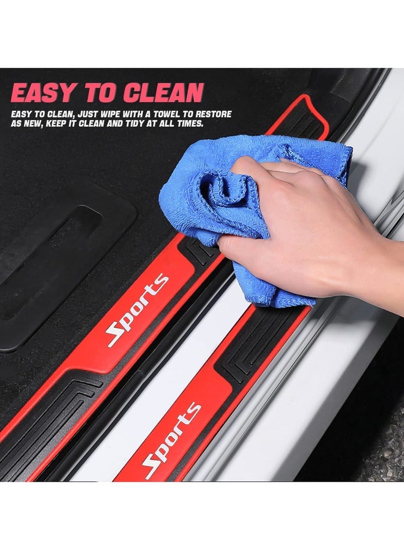 Captaintech Car Door Sill Plate Protectors, Auto Door Entry Guards Sill Scuff Cover Panel Step Protector, PVC Rubber Anti-Scratch Front Rear Door Pedal, Car Accessories for Most Vehicles (Red/Sport) - Image 2