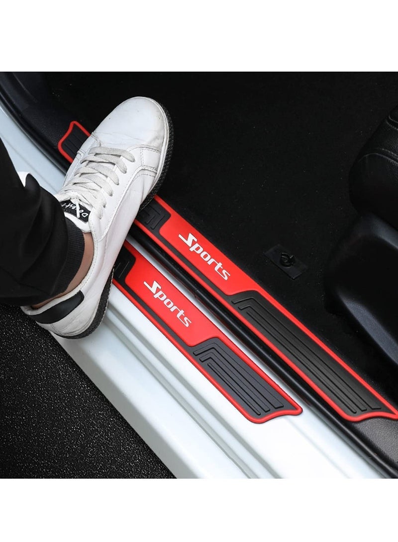 Captaintech Car Door Sill Plate Protectors, Auto Door Entry Guards Sill Scuff Cover Panel Step Protector, PVC Rubber Anti-Scratch Front Rear Door Pedal, Car Accessories for Most Vehicles (Red/Sport) - Image 3
