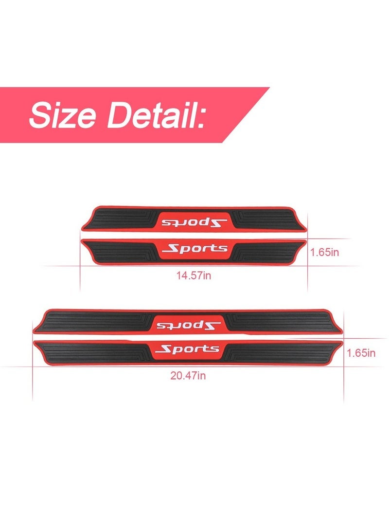 Captaintech Car Door Sill Plate Protectors, Auto Door Entry Guards Sill Scuff Cover Panel Step Protector, PVC Rubber Anti-Scratch Front Rear Door Pedal, Car Accessories for Most Vehicles (Red/Sport) - Image 4